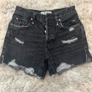 Free People, black denim shorts